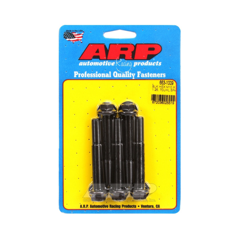 Set de șuruburi și piulițe universale ARP M10 x 1,25 – șuruburi hexagonale cu finisaj negru oxidat, x5 - ARP-663-1009 - 663-1009 - 3666618196039